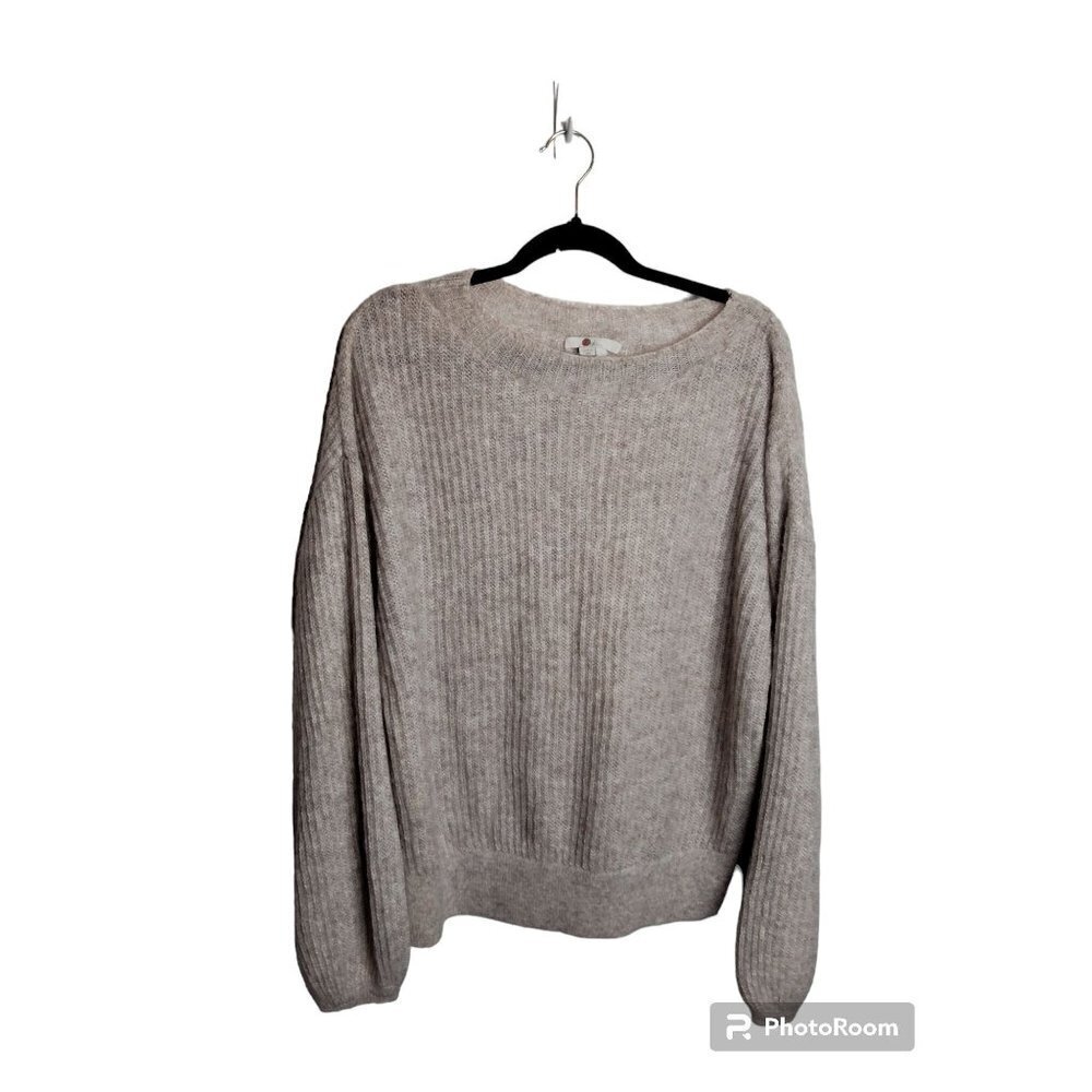 Boden Balloon Sleeve Oatmeal Mohair blend Sweater, size L, women's
